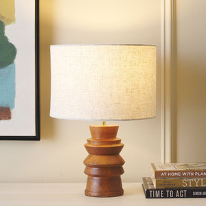 Safavieh RODI, 17-Inch Natural Wood and Iron Table Lamp with Textured Shade for Modern Ambient Lighting TBL3016A