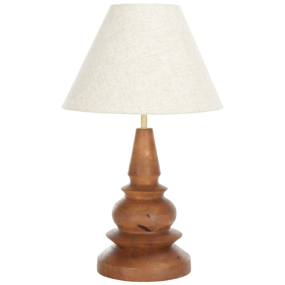Safavieh SOLENE, 20-Inch Natural Wood & Iron Table Lamp – Stylish Ambient Lighting for Modern & Rustic Spaces TBL3017A