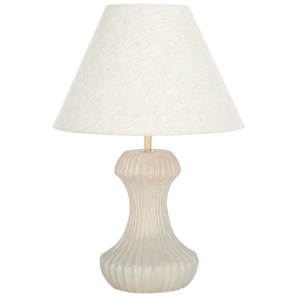 Safavieh COSMEA, 18-Inch Off-White Table Lamp with Wood & Iron Base for Elegant Home Décor & Soft Lighting TBL3018A