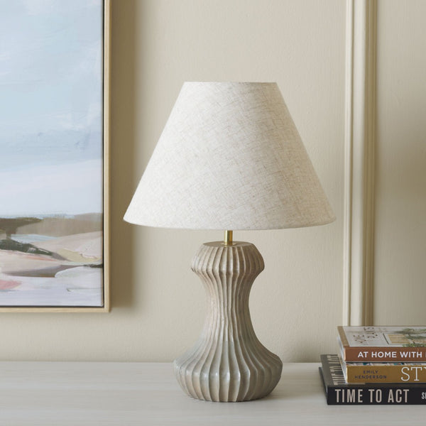 Safavieh COSMEA, 18-Inch Off-White Table Lamp with Wood & Iron Base for Elegant Home Décor & Soft Lighting TBL3018A