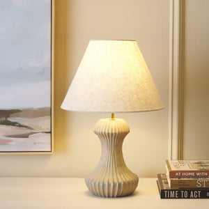 Safavieh COSMEA, 18-Inch Off-White Table Lamp with Wood & Iron Base for Elegant Home Décor & Soft Lighting TBL3018A