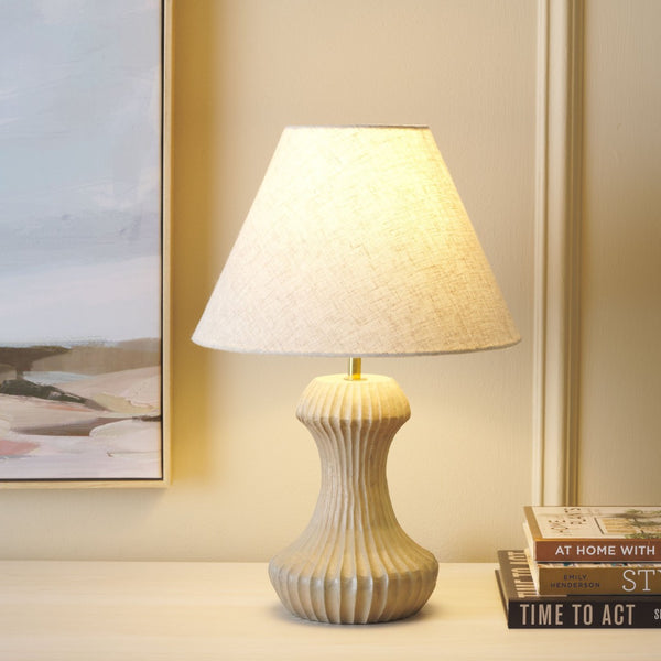 Safavieh COSMEA, 18-Inch Off-White Table Lamp with Wood & Iron Base for Elegant Home Décor & Soft Lighting TBL3018A