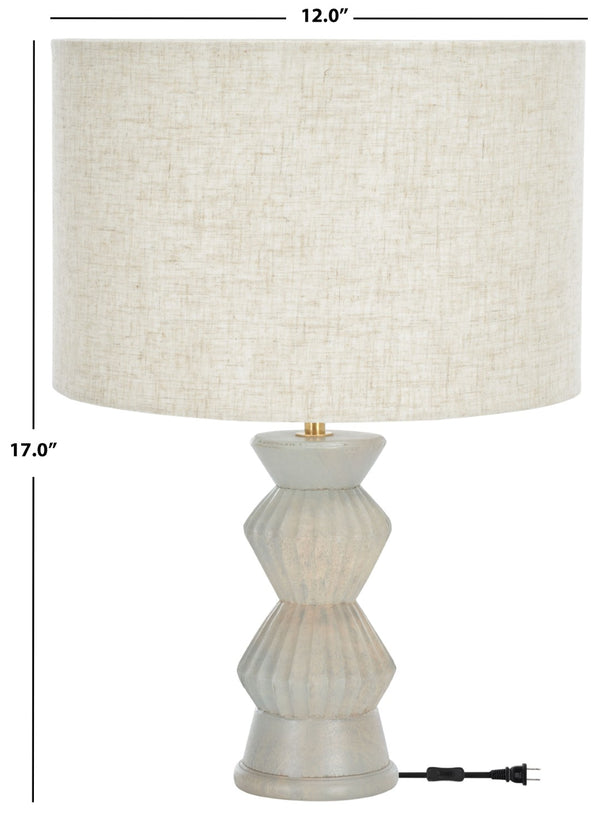 Safavieh ISANO, 17 Inch Off-White Table Lamp with Wood Base & Metal Accents - Stylish Ambient Lighting Decor TBL3019A