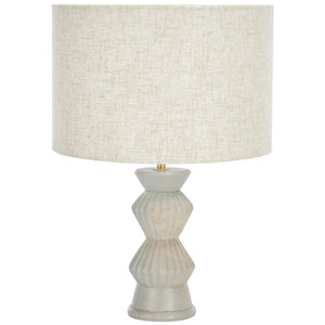 Safavieh ISANO, 17 Inch Off-White Table Lamp with Wood Base & Metal Accents - Stylish Ambient Lighting Decor TBL3019A