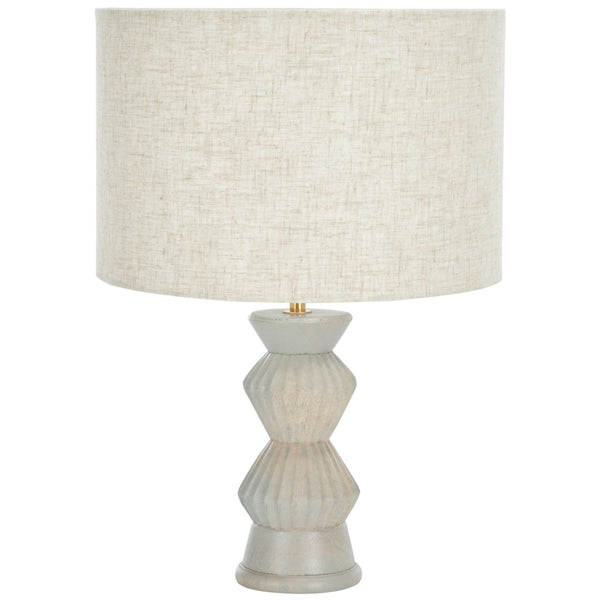 Safavieh ISANO, 17 Inch Off-White Table Lamp with Wood Base & Metal Accents - Stylish Ambient Lighting Decor TBL3019A