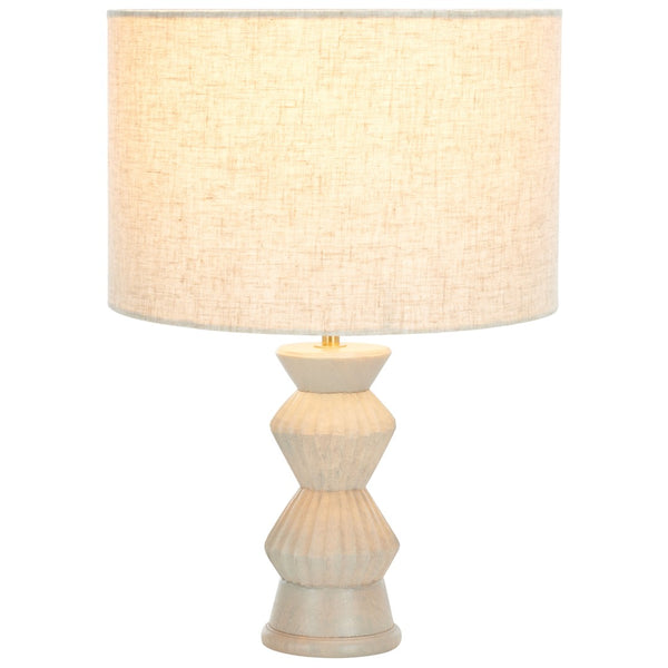 Safavieh ISANO, 17 Inch Off-White Table Lamp with Wood Base & Metal Accents - Stylish Ambient Lighting Decor TBL3019A