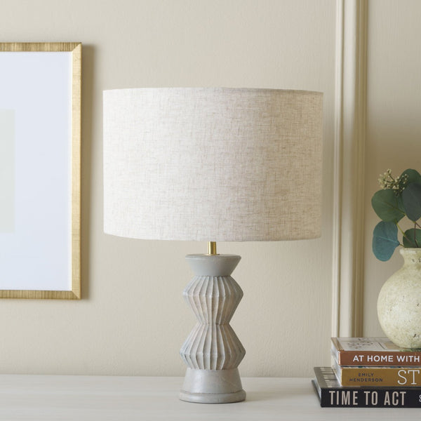 Safavieh ISANO, 17 Inch Off-White Table Lamp with Wood Base & Metal Accents - Stylish Ambient Lighting Decor TBL3019A