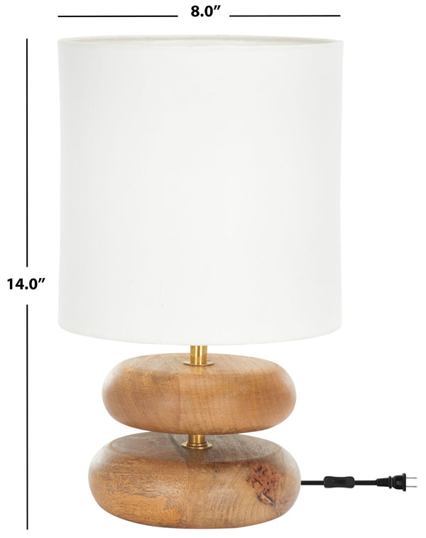 Safavieh LULANI, 14-Inch Natural Wood & Iron Table Lamp - Stylish Lighting for Modern & Rustic Decor TBL3020A