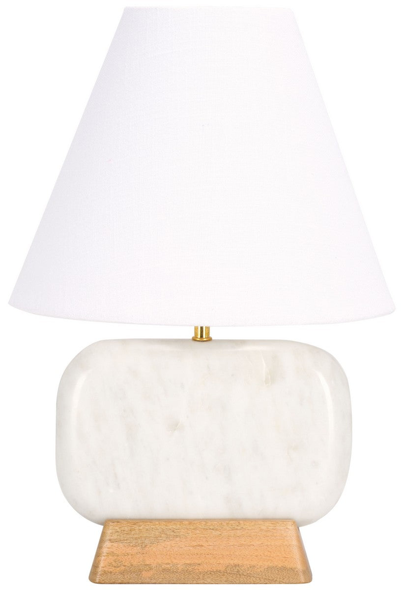 Safavieh Naira, 17 Inch, White Marble/Natural, Marble/Mango Wood/Iron Table Lamp TBL3022A
