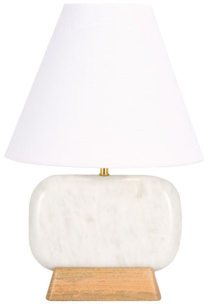 Safavieh Naira, 17 Inch, White Marble/Natural, Marble/Mango Wood/Iron Table Lamp TBL3022A