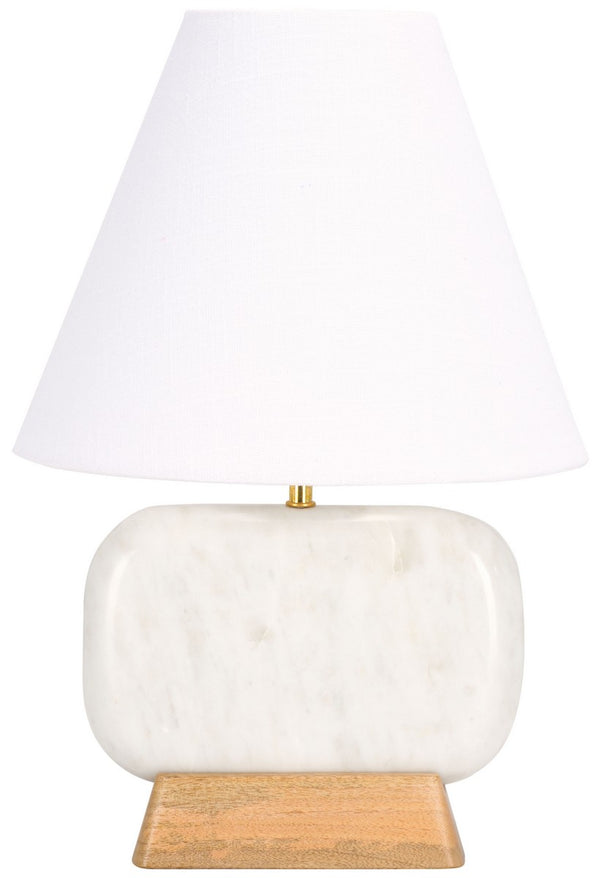 Safavieh Naira, 17 Inch, White Marble/Natural, Marble/Mango Wood/Iron Table Lamp TBL3022A