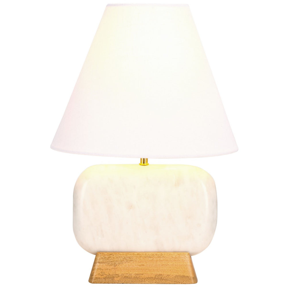 Safavieh Naira, 17 Inch, White Marble/Natural, Marble/Mango Wood/Iron Table Lamp TBL3022A