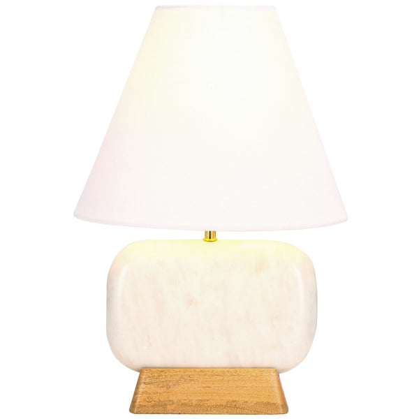 Safavieh Naira, 17 Inch, White Marble/Natural, Marble/Mango Wood/Iron Table Lamp TBL3022A