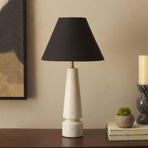 Safavieh Enza, Elegant 21.5 Inch White Marble Table Lamp With Fabric Shade For Sophisticated Home Décor White Marble , Marble Body ,Fabric Shade Tbl3027a