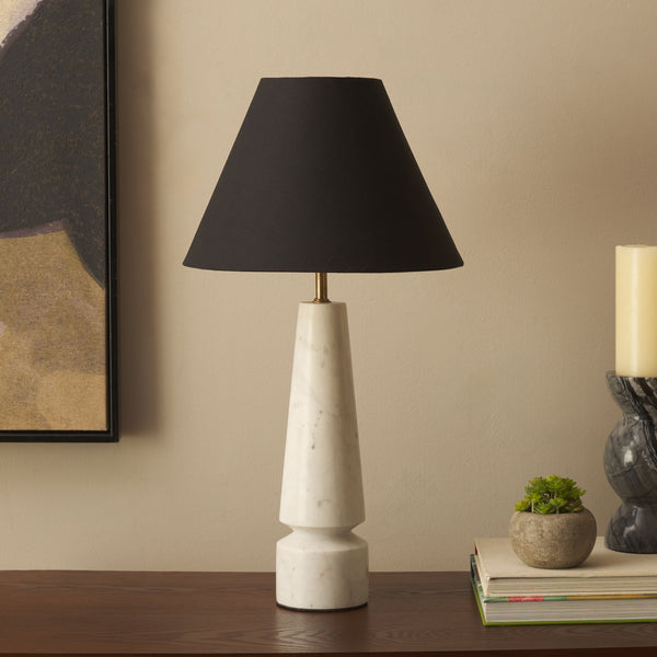 Safavieh Enza, Elegant 21.5 Inch White Marble Table Lamp With Fabric Shade For Sophisticated Home Décor White Marble , Marble Body ,Fabric Shade Tbl3027a