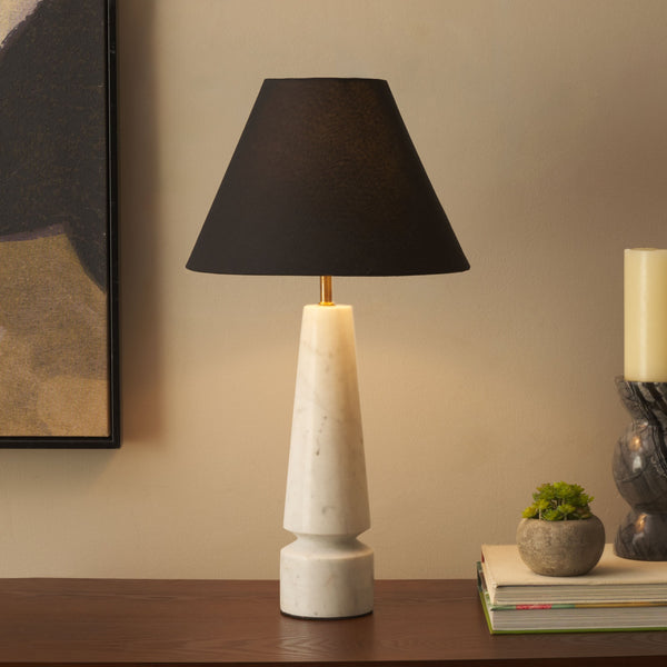 Safavieh Enza, Elegant 21.5 Inch White Marble Table Lamp With Fabric Shade For Sophisticated Home Décor White Marble , Marble Body ,Fabric Shade Tbl3027a