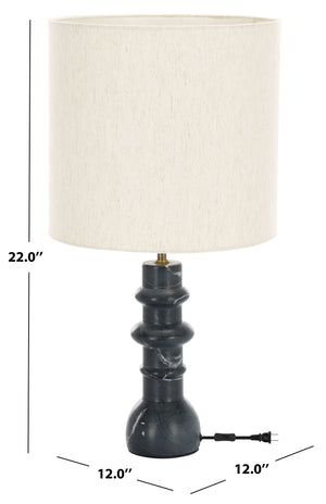 Safavieh Teya, Elegant 22-inch Black Marble Table Lamp - Modern Design For Stylish Home Lighting & Decor Black Marble , Marble Body ,Fabric Shade Tbl3029a