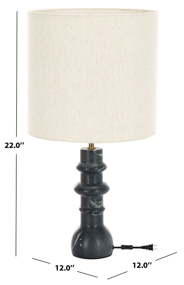 Safavieh Teya, Elegant 22-inch Black Marble Table Lamp - Modern Design For Stylish Home Lighting & Decor Black Marble , Marble Body ,Fabric Shade Tbl3029a