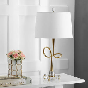 Safavieh HENSLEY Table Lamp - Modern Gold & Clear Crystal Accent Light for Stylish Home Decor & Ambiance TBL4002A