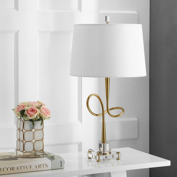 Safavieh HENSLEY Table Lamp - Modern Gold & Clear Crystal Accent Light for Stylish Home Decor & Ambiance TBL4002A