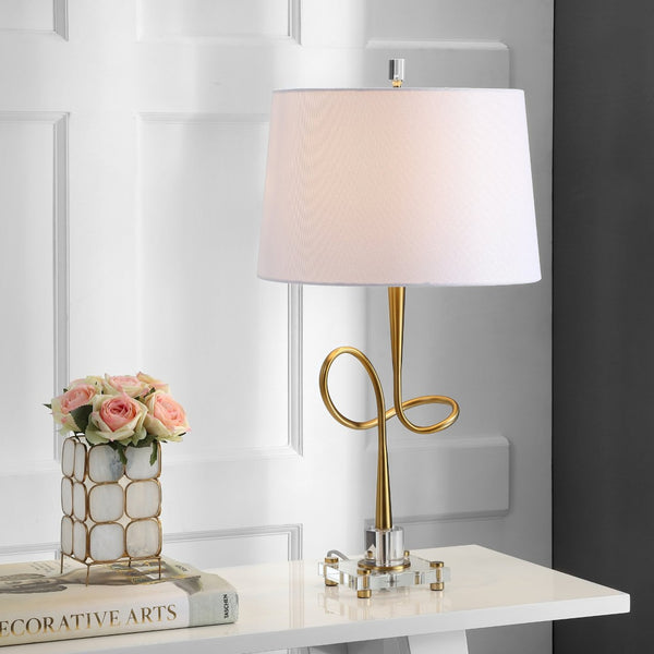 Safavieh HENSLEY Table Lamp - Modern Gold & Clear Crystal Accent Light for Stylish Home Decor & Ambiance TBL4002A