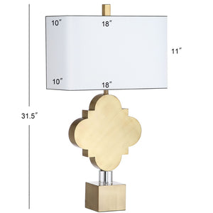 Safavieh MARINA, 31.5" Gold Iron and Crystal Table Lamp - Elegant Ambient Lighting for Modern Spaces TBL4005A