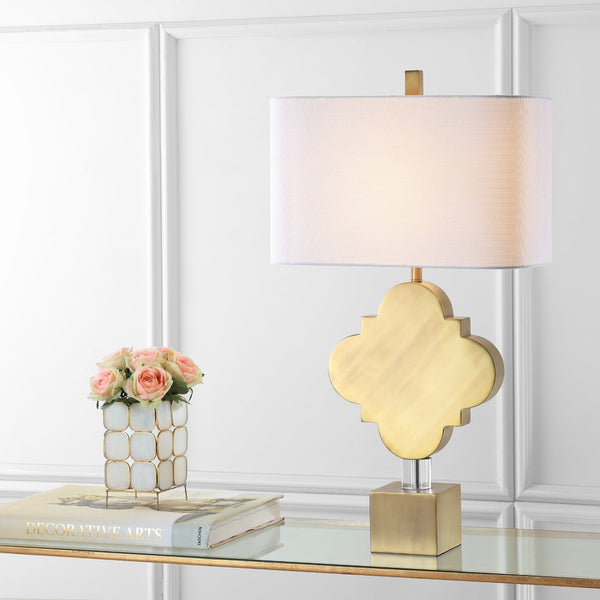 Safavieh MARINA, 31.5" Gold Iron and Crystal Table Lamp - Elegant Ambient Lighting for Modern Spaces TBL4005A