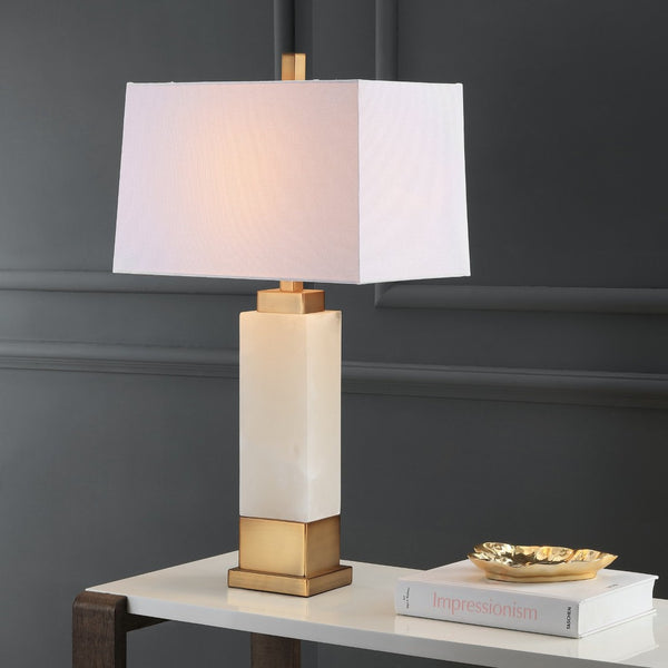 Safavieh ROZELLA Table Lamp - Elegant White & Gold Metal Design with Chic Marble Accent for Any Room Decor TBL4006A