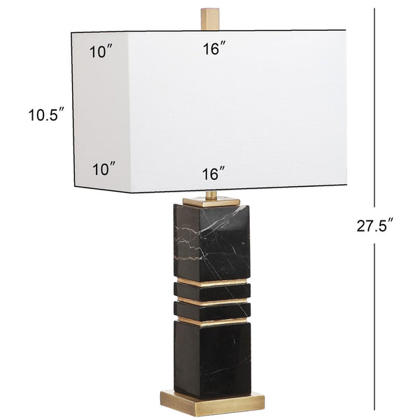Safavieh JAXTON Table Lamp - Luxurious Black Marble & Gold Metal Accent with Soft White Fabric Shade TBL4007A