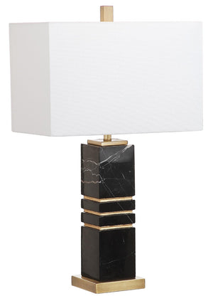 Safavieh JAXTON Table Lamp - Luxurious Black Marble & Gold Metal Accent with Soft White Fabric Shade TBL4007A