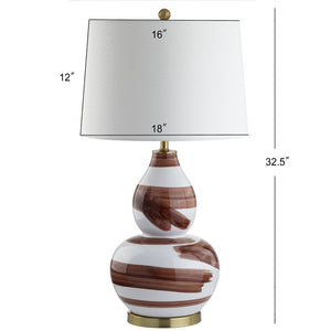 Safavieh AILEEN Table Lamp - Sculptural Ceramic Design with Elegant Accents for Modern and Traditional Spaces Brown / Gold TBL4013A