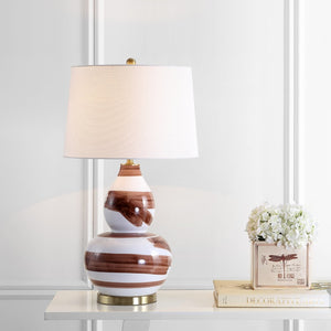 Safavieh AILEEN Table Lamp - Sculptural Ceramic Design with Elegant Accents for Modern and Traditional Spaces Brown / Gold TBL4013A
