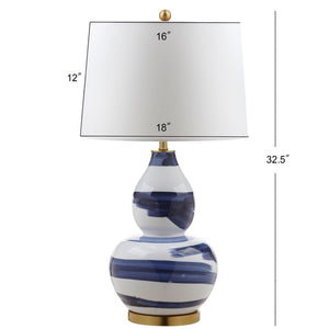 Safavieh AILEEN Table Lamp - Sculptural Ceramic Design with Elegant Accents for Modern and Traditional Spaces Blue / Gold TBL4013B