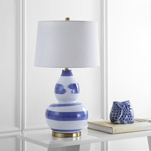 Safavieh AILEEN Table Lamp - Sculptural Ceramic Design with Elegant Accents for Modern and Traditional Spaces Blue / Gold TBL4013B