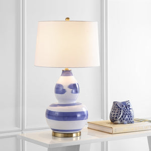 Safavieh AILEEN Table Lamp - Sculptural Ceramic Design with Elegant Accents for Modern and Traditional Spaces Blue / Gold TBL4013B
