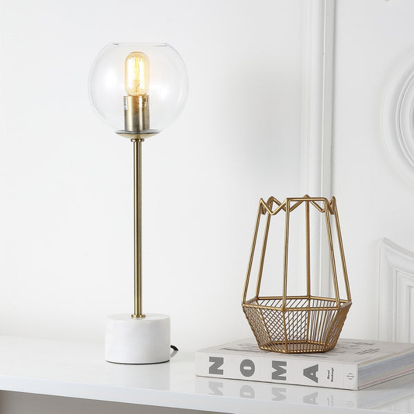 Safavieh CADEN, 22.25 Inch Gold Table Lamp with Marble Base - Elegant Lighting for Any Room or Office Space TBL4015A