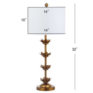 Safavieh LANI, 32-Inch Antique Gold Iron Table Lamp Set of 2 with USB Ports for Stylish Modern Lighting TBL4016A-SET2-U