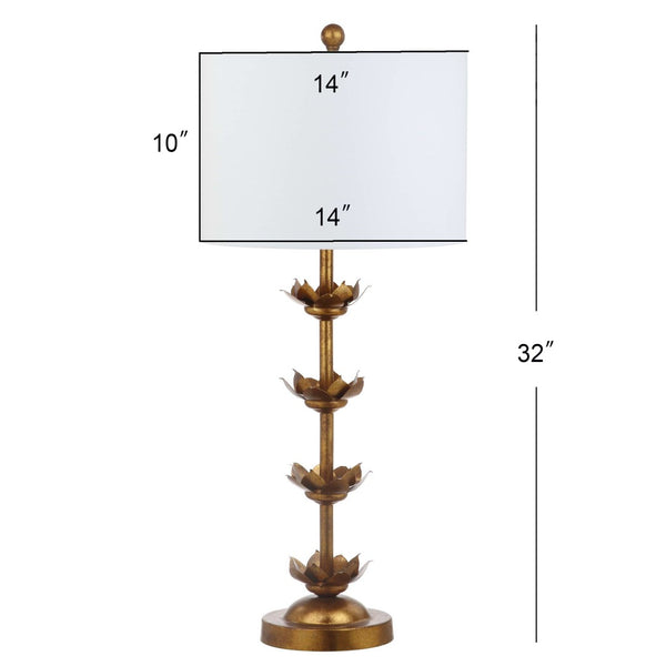 Safavieh LANI, 32-Inch Antique Gold Iron Table Lamp Set of 2 with USB Ports for Stylish Modern Lighting TBL4016A-SET2-U