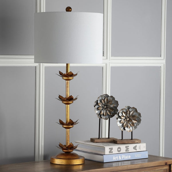 Safavieh LANI, 32-Inch Antique Gold Iron Table Lamp Set of 2 with USB Ports for Stylish Modern Lighting TBL4016A-SET2-U