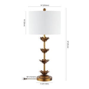 Safavieh LANI, 32-Inch Antique Gold Iron Table Lamp Set of 2 with USB Ports for Stylish Modern Lighting TBL4016A-SET2-U