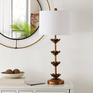Safavieh LANI, 32-Inch Antique Gold Iron Table Lamp Set of 2 with USB Ports for Stylish Modern Lighting TBL4016A-SET2-U