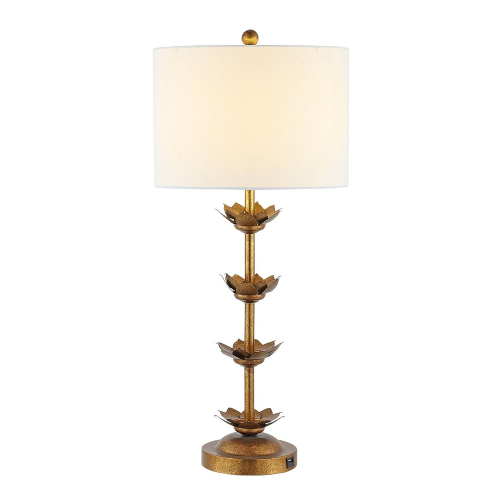 Safavieh LANI, 32-Inch Antique Gold Iron Table Lamp Set of 2 with USB Ports for Stylish Modern Lighting TBL4016A-SET2-U