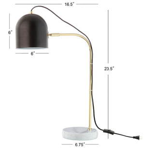 Safavieh DRINA, Elegant 23.5 Inch Table Lamp with Marble and Iron Base for Modern Home Décor and Lighting Black TBL4017A