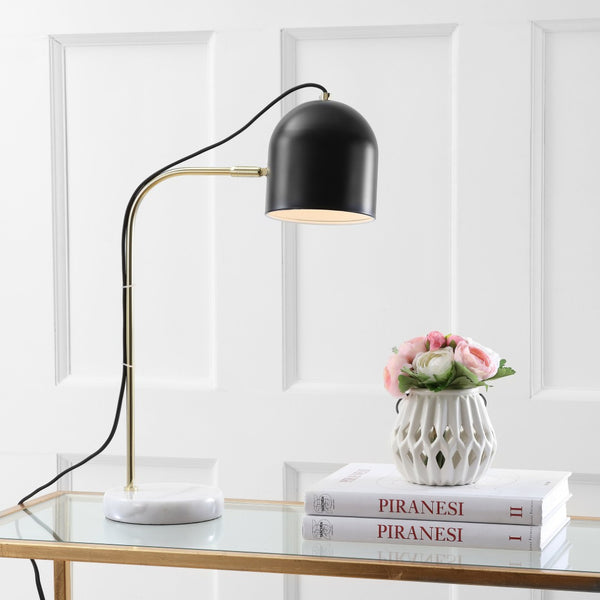 Safavieh DRINA, Elegant 23.5 Inch Table Lamp with Marble and Iron Base for Modern Home Décor and Lighting Black TBL4017A