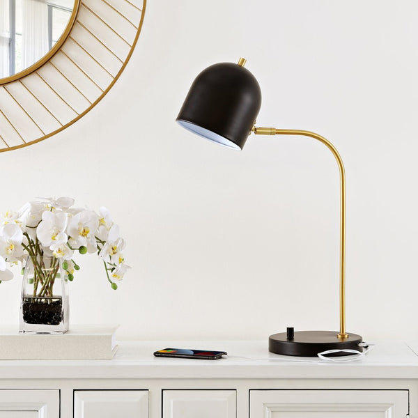 Safavieh DRINA, Elegant 23.5 Inch Table Lamp with Marble and Iron Base for Modern Home Décor and Lighting Black TBL4017A