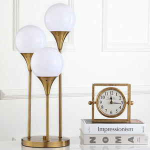 Safavieh MARZIO, Elegant 3-Light Brass & Iron Table Lamp, 25.5 Inches - Perfect for Modern Home Decor! TBL4019A