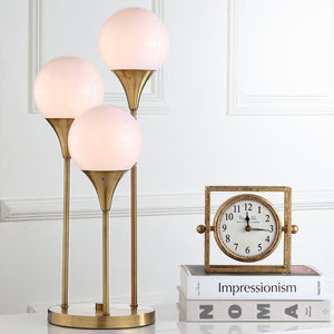 Safavieh MARZIO, Elegant 3-Light Brass & Iron Table Lamp, 25.5 Inches - Perfect for Modern Home Decor! TBL4019A