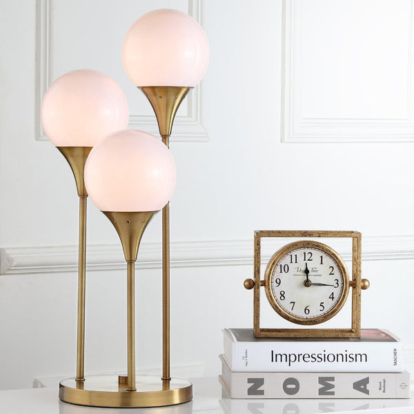 Safavieh MARZIO, Elegant 3-Light Brass & Iron Table Lamp, 25.5 Inches - Perfect for Modern Home Decor! TBL4019A