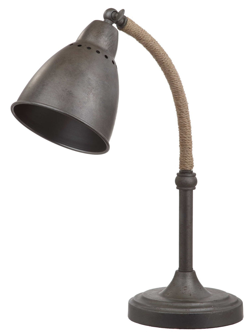 Safavieh NARI Table Lamp – Industrial Charm with Rope-Wrapped Base & Grey Metal Shade for Stylish Illumination TBL4029A