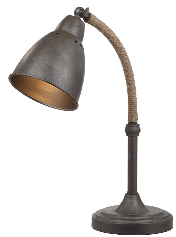 Safavieh NARI Table Lamp – Industrial Charm with Rope-Wrapped Base & Grey Metal Shade for Stylish Illumination TBL4029A
